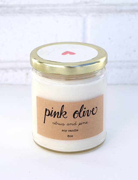 Citrus and Pine Soy Candle, By Pink Olive