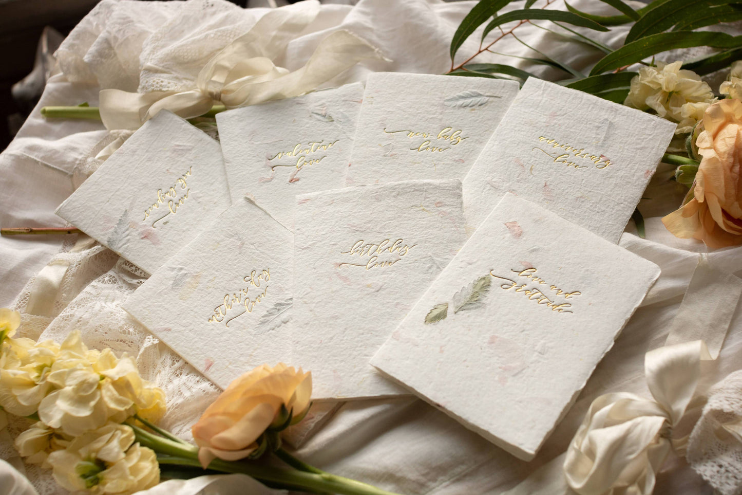 π· Sending Love in Flowers β Handmade Paper Letterpress Card
