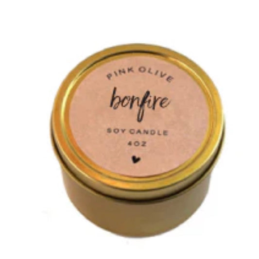 🕯️ Bonfire Tin: 4oz Soy Candle, by Pink Olive