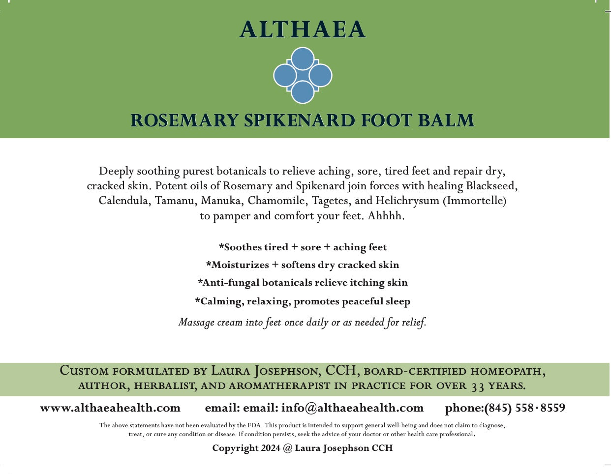 🦶 Rosemary Spikenard Foot Balm By Althaea