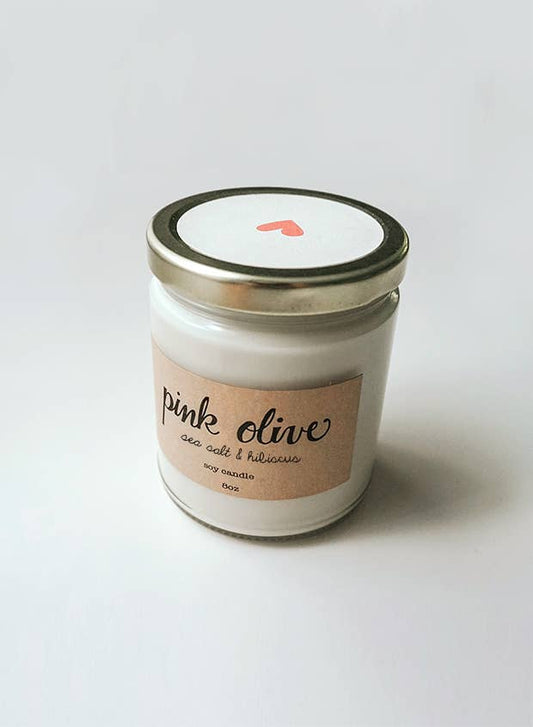 Sea Salt & Hibiscus Soy Candle, By Pink Olive