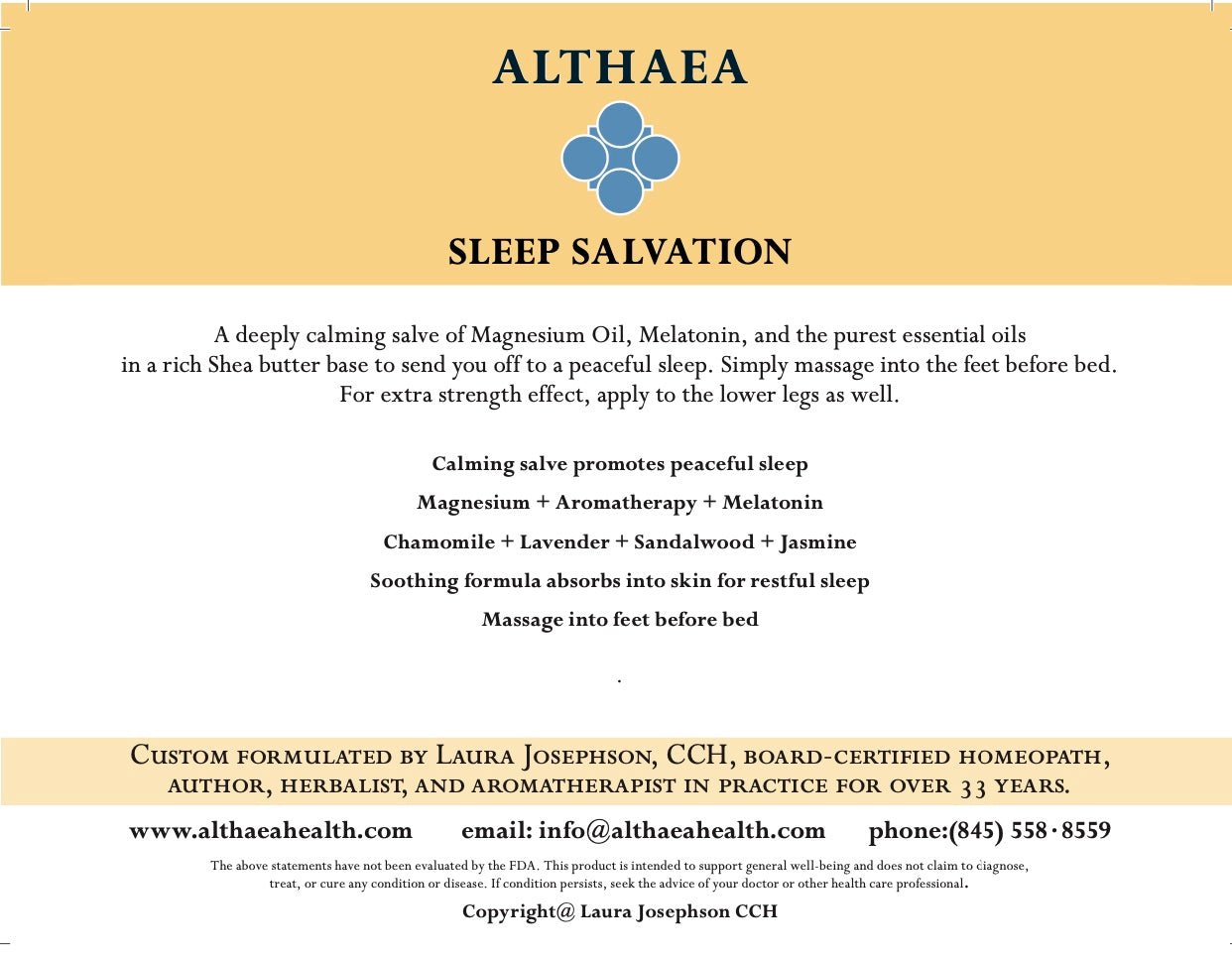 π Sleep Salvation 50 ml, By Althaea - Nurturewise