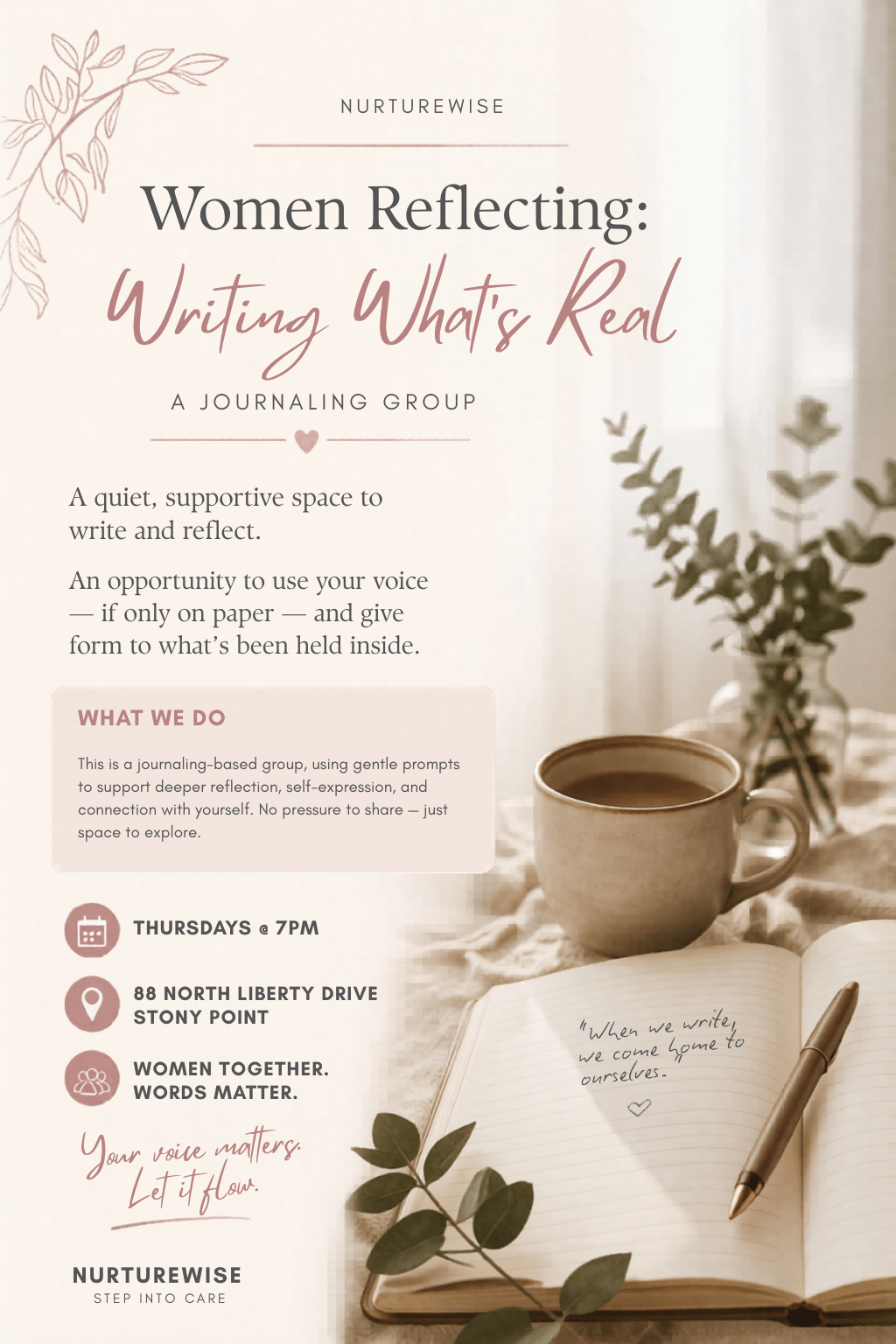 Women Reflecting: Writing what's Real - Thursday's at 7pm - Nurturewise