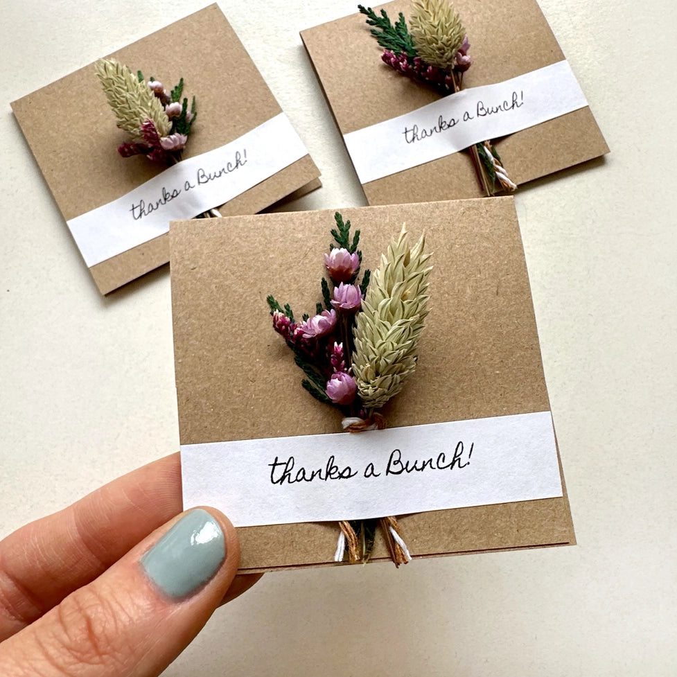 Thanks A Bunch Mini Dried Purple Floral Bouquet Card