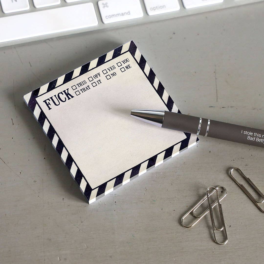 Funny Sarcastic Sticky Note Pad - Fuck This, That, Off - Nurturewise