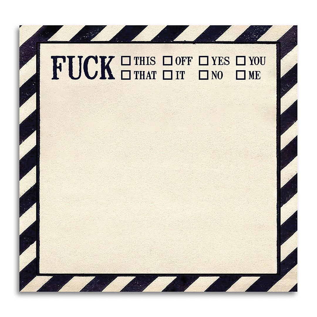 Funny Sarcastic Sticky Note Pad - Fuck This, That, Off - Nurturewise