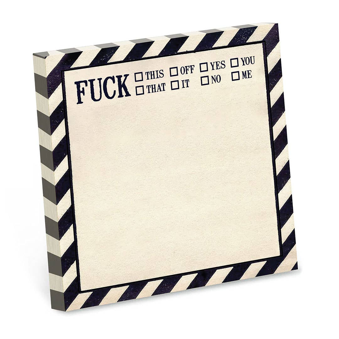 Funny Sarcastic Sticky Note Pad - Fuck This, That, Off - Nurturewise