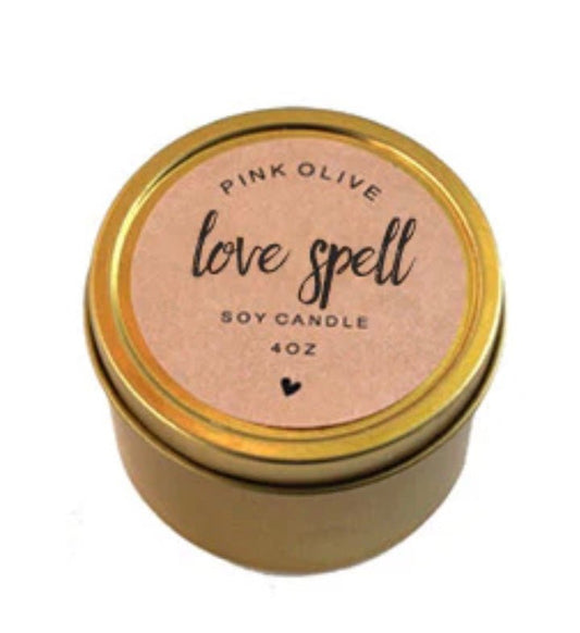 🕯️ Mini Love Spell Tin: 4oz Soy Candle, by Pink Olive - Nurturewise