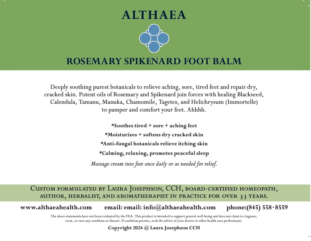 🦶 Rosemary Spikenard Foot Balm By Althaea - Nurturewise