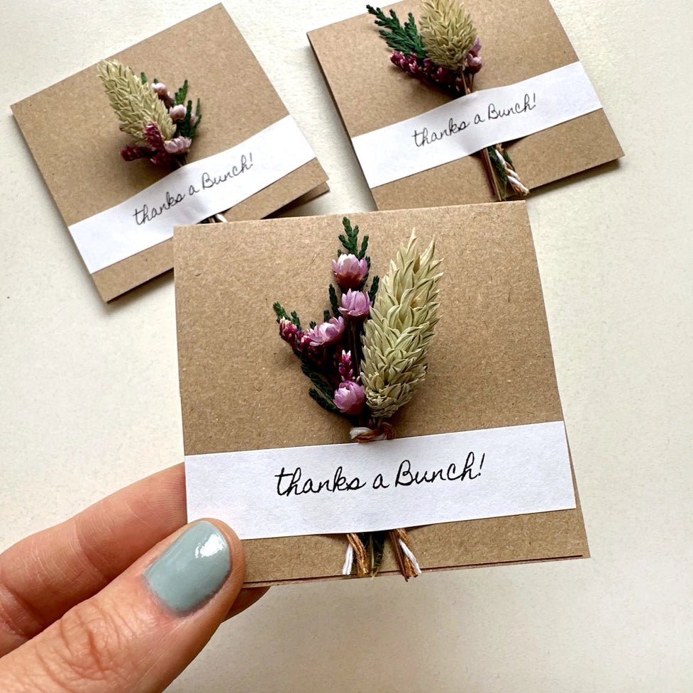 Thanks A Bunch Mini Dried Purple Floral Bouquet Card - Nurturewise